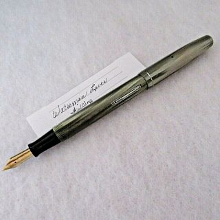 Vintage Waterman Lever Filling Fountain Pen,  Grey Pearl/nickel Trim,  14kt Nib