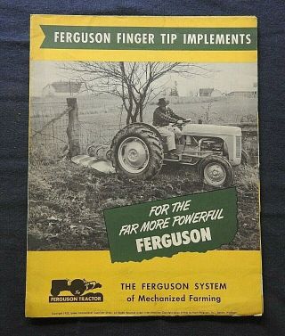 1952 Harry Ferguson Tractor " Finger Tip Implements " Fold - Out Brochure