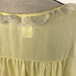 Vtg Barbizon Yellow Robe Nightgown 2 - Pc Women Sz L Embroidered Lace Short Sleeve