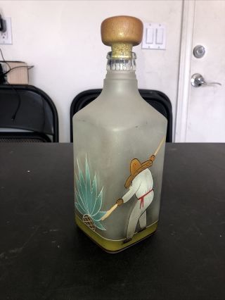 Vintage Agave Tequila Art Bottle Decanter.  Empty