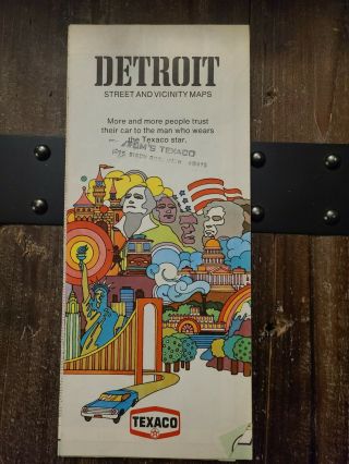 Vintage Texaco Detroit 1971 Street And Vicinity Road Map