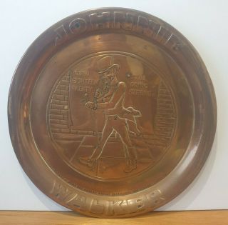 Vintage Wall Mountable Copper Johnnie Walker Whisky Tray (charger Plate Scotch)