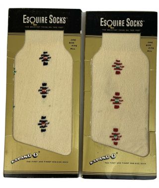 Vintage Esquire Mens Dress Socks Box Expando One Size Fits All D2