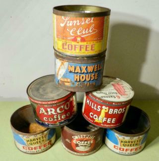 Vintage Coffee Can 1lb Sweet Life Coffee Harvest Queen Sunset Club Hills Bros
