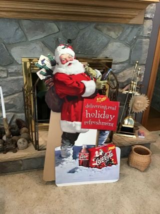 Vintage Life Size Christmas Santa Claus 4 Ft Cardboard Stand Up Store Display