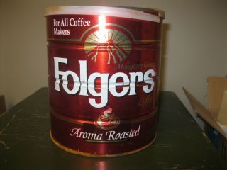 Vintage Folgers Aroma Roasted For All Coffee Makers Metal Can 39 Oz.  Big Lebowski