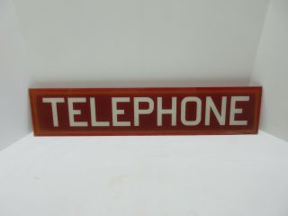 Red Old Telephone Phone Booth Reverse Glass Vintage Advertising Sign 25 1/2 "