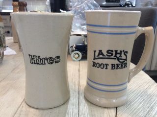 2 Stoneware Rootbeer Mugs - Hires And Lash’s