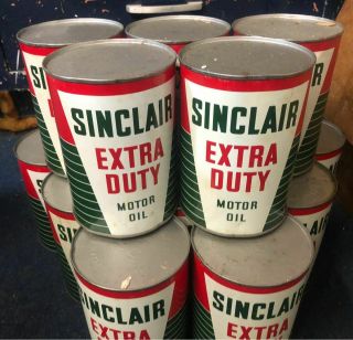 Full - 1950 S Sinclair Extra Duty Motor Oil Can 1 Qt.