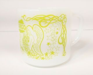 Vintage Federal Glass Zodiac Green Virgo Coffee Mug Cup Milk Glass Astrology