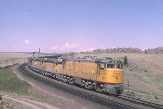 Railroad Slide - Union Pacific 32 Ge Rail U50 Locomotive Dale Wy 1964 Train