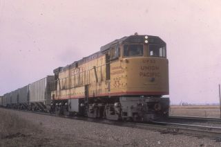 Railroad Slide - Union Pacific 53 Ge Rail U50 Locomotive Overton Ne 1974 Train
