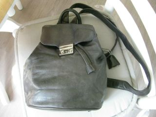 Vintage Small Darkbrown Butter Soft Lambskin Leather Dkny Backpack Purse