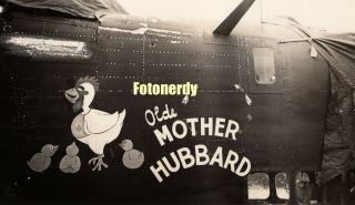 Wwii Era American Photo Usaf B - 24 Plane Nose Art " Olde Mother Hubbard " B10