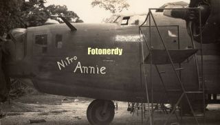 Wwii Era American Photo Usaf B - 24 Plane Nose Art " Nitro Annie " B10