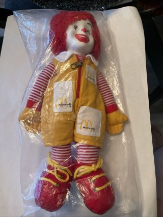 Vintage Ronald Mcdonald Plush Doll In Plastic