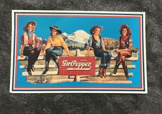 Vintage Metal Dr.  Pepper Sign With 4 Cowgirls 16.  5 " X 10 "