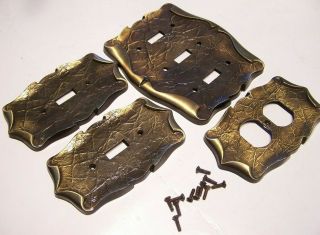 4 Vintage Brass Amerock Carriage House Light Switch Plates Covers Outlet Covers