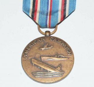 Vintage World War Ii Medal With Ribbon - American Campaign 1941 - 1945