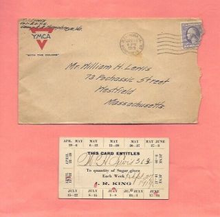 Ww 1 1919 Sugar Ration Card As Per Weekly Allotment Massachusetts & Envelope