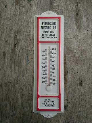 Vintage Poindexter Electric Thermometer Wall Hanging Metal Advertising Usa