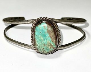 Vintage Small Sterling Silver Native American Turquoise Bracelet,  Simple