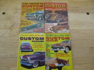 4 Vintage Small Size Car Magazines Custom Rodder 1960 1961