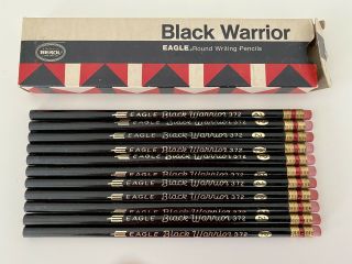 11 Vintage Eagle Berol Black Warrior 372 Pencils -
