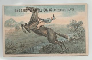 1880s Amsterdam Coffee Co Victorian Trade Card X 2 - Horse Racing