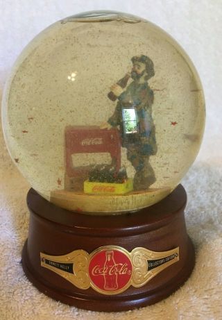 Coca Cola Emmett Kelly Musical Water Globe Figurine " At The Red Cooler " 1994