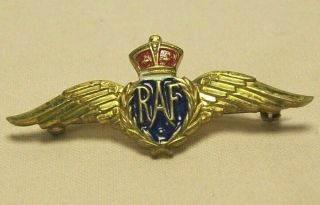 Wwii R.  A.  F.  British Royal Air Force Pilots Wings Pin Sweetheart Brooch By Monet