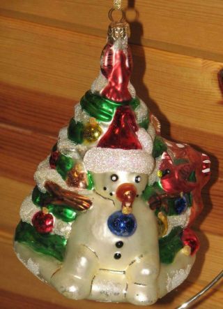 Christopher Radko Vintage Large 7 " Snowman & Christmas Tree Ornament