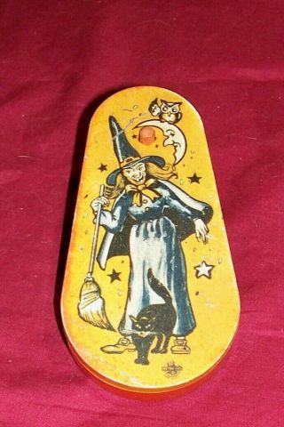 Vintage Halloween Noise Maker Us Metal Toy Mfg Co Old Party Trick Or Treat Witch