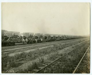 1918 Wwi Photograph Loading Holt Caterpillar Tractors Onto Train Peoria
