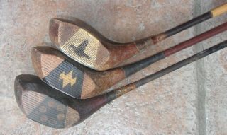 3 Antique Vintage Fancy Face Golf Clubs Need Cleaning & Some Work