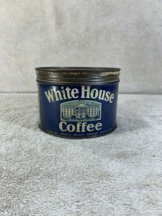 Vintage White House Coffee Tin 1 Lb Dwinell - Wright Boston Mass.  Advertising