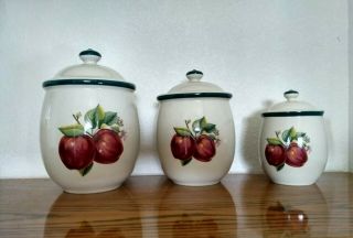 Vintage Apple Casuals By China Pearl Set Of 3 Canisters