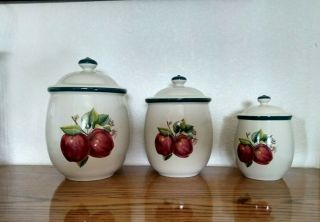 Vintage Apple Casuals by China Pearl Set of 3 Canisters 2