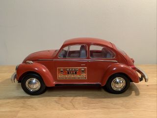 Vintage 1973 Vw Volkswagen Beetle Bug Red Car Jim Beam Whiskey Decanter Empty