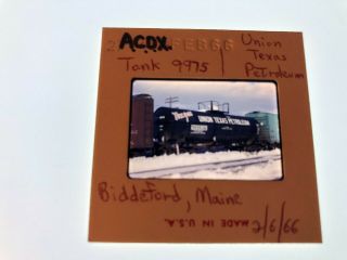 Vintage Color Slide A.  C.  D.  X.  Railroad Tank 9975 Union Texas Petro.  Biddeford Me