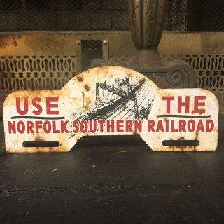 Vintage Use The Norfolk Southern Railroad Metal License Plate Topper Sign