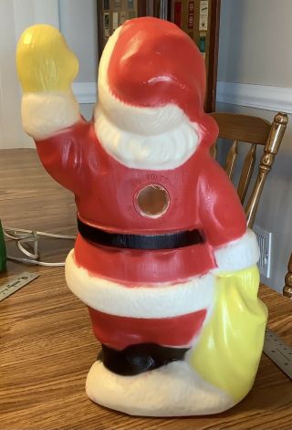 Vintage Poloron Pixie 13 Inch Waving Santa Blow Mold With Light Christmas 3