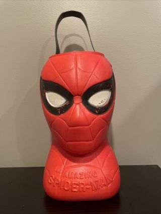 Vintage The Spider - Man Halloween Bucket 1979 Marvel Usa Blow Mold