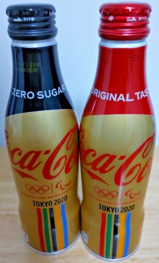 Coca Cola And Zero Aluminum Full Bottles Of Olympic Gold Design From Japan
