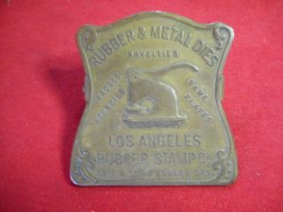 Antique Brass Los Angeles Rubber Stamp Co Letter Paper Clip Rubber Metal Dies