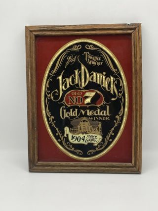 Vintage Jack Daniels Whiskey Old No 7 Wood Frame Mediumbar Mirror Sign 11” By 13