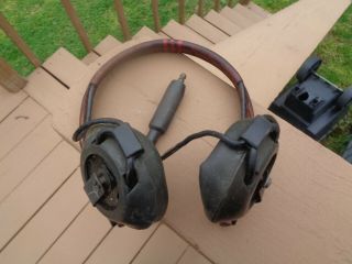 Vintage Wwii Usn U.  S.  Navy Flight Headphones With Jack Cw 49505