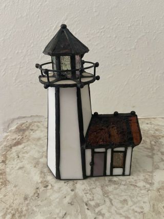 Holiday Creations Crystal Village Stain Glass Light House