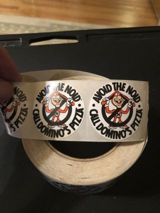 Vintage Roll Of Domino’s Pizza Avoid The Noid 2” Stickers