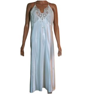 Vintage Avon Slip Lingerie Night Dress Lace Silky Wet Look White 2x